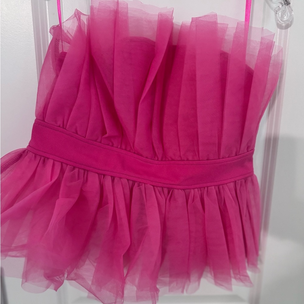 Sincerely Jules Hot Pink Tulle Crop Top